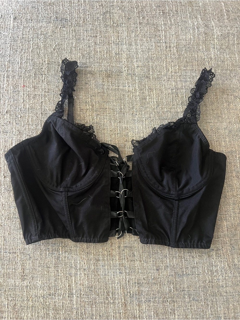 Dolls Kill Black Lace-Trim Corset Bralette